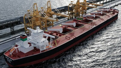 Installation of rotor sails on the world's largest ore carrier, a Valemax vessel, 'Sohar Max' owned by Asyad.
